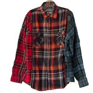 Custom Rebuilt Flannel Shirt OOAK Cotton Plaid One Size Colorblock MASHPEE